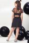 Imagem de Trio de Blusa Cropped Sobreposição e Saia em Tule e Top Cropped em Cotton