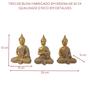 Imagem de Trio de Buda Dourado 12cm - Enfeite Decorativo Resina - Decoração Sala