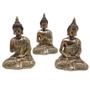 Imagem de Trio de Buda Tailandês Yoga Buda Cobre Brilhante 12 cm