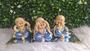 Imagem de Trio de Budas Monge Bebê Cego Surdo Mudo Decoração Azul Claro 8CM