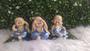 Imagem de Trio de Budas Monge Bebê Cego Surdo Mudo Decoração Azul Claro 8CM