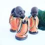 Imagem de Trio de Budas Monges Alegres 18cm Laranja - Hadu Esotéricos