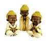 Imagem de Trio de Budas Monges Rezando Branco Gesso - Hadu Esotéricos