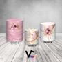 Imagem de Trio de Capas de Cilindro - Efeito Mármore com Flores Rosa 059