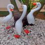 Imagem de Trio de Garças Brancas em Cerâmica Decorativas - Enfeite Casa e Jardim