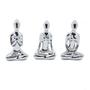 Imagem de Trio De Ioga Estátua Rezando Meditando Luxo Porcelana Prata