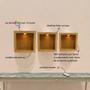 Imagem de Trio de Nicho Quadrado Simples 24x12/ 31x12/ 37x12 Acompanha Kit de 3 Led Colorido com Controle Mdf