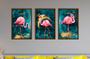 Imagem de Trio de Quadros Decoração com moldura Quarto Sala Flamingos