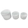 Imagem de Trio De Vasos Cerâmica Cilíndrico Branco P M G Para Plantas