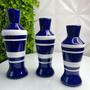 Imagem de Trio decorativo vaso garrafa listrado de cerâmica moderno