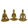 Imagem de Trio Estátua Meditação Yoga Porcelana 7,5cm Dourado Brilho