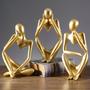 Imagem de Trio Estátua Pensador Escultura Enfeite Estante Sala Resina dourado luxo