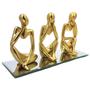 Imagem de Trio Estatueta Pensador Decorativa Abstrata  Ornamento Elegante Thinker  com base em espelho TrioDol02esp