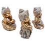 Imagem de Trio Ganesha da Prosperidade Ganesha Músico Gold 14 cm