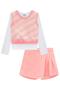 Imagem de Trio Infantil Blusa em Cotton Colete e Shorts-saia em Moletom Happiness - Kukie