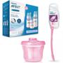 Imagem de Trio Mamadeira Classic + Dosador + Escova Rosa Philips Avent