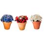 Imagem de Trio mini vasos de flor natural seca colorida artesanal para decoração de ambientes escritório e quartos infantis, presentes e lembranças