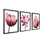 Imagem de Trio Quadro Decorativo Floral Grande Moldura Para Sala Quarto Escritório 40X60 Flores