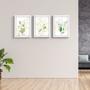 Imagem de Trio Quadro Decorativo Grande Folhagem Moldura Vidro