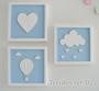 Imagem de Trio Quadros D178 Enfeite Parede Coração Balão Chuva Amor Nuvem Infantil Baby Quarto - 3 unid
