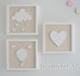 Imagem de Trio Quadros D178 Enfeite Parede Coração Balão Chuva Amor Nuvem Infantil Baby Quarto - 3 unid