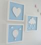 Imagem de Trio Quadros D178 Enfeite Parede Coração Balão Chuva Amor Nuvem Infantil Baby Quarto - 3 unid
