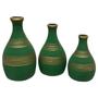 Imagem de Trio Vasos Garrafas em Cerâmica Fosca de Sala Decor - Green Gold