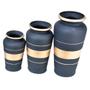 Imagem de Trio Vasos Urnas Gregas em Cerâmica Fosca Decor de Sala - Black Golden