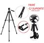 Imagem de Tripé Para Câmera E Celular 1.2 Metros TriPod Profissional C/ Suporte P/ Celular