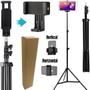 Imagem de Tripé Pedestal 2 Metros + Suporte para Celular Vertical Horizontal Vídeo Filmagem Gravação