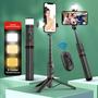 Imagem de Tripé Portátil Bluetooth com Selfie Stick e Luz de Preenchimento - Compatível com iPhone 13, Huawei e Android