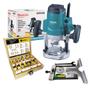 Imagem de Tupia De Coluna Makita Mt M3600B 1650W 12Mm + Kit 12 Fresas