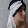 Imagem de Turbante Pra Mulheres Tratamento Quimioterapia azul marinho + 2 faixas 1 Estampada 1 lisa = as fotos