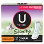 Imagem de U por Kotex Security Maxi Feminine Pads, Overnight Absorbency, Unscented, 112 Count (4 Packs of 28) (Embalagem Pode Variar)