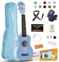 Imagem de Ukulele ADM Hawaiian Wood Soprano de 21 polegadas com kit azul