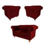 Imagem de Uma Namoradeira + Duas Poltronas Chesterfield Capitonê Luis XV Suede - Bordo / Decoração, Recepção, Salas de Tv 