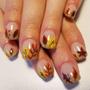 Imagem de Unhas Postiças SHUXILIN - Formato Curto Quadrado com Design de Folhas de Outono