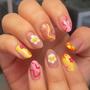 Imagem de Unhas Postiças ZJHGDR - Formato Amêndoa Curta com Design de Girassol - 24 Unidades