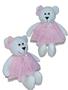 Imagem de Ursa de pelúcia com vestido rosa 2 unidades com 29cm cada brinquedo decoração quarto infantil