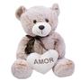 Imagem de Urso Coração Amor Marrom 40cm Pelúcia Presente Incrível