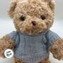 Imagem de Urso de Pelúcia Marrom com Blusa de Lã - Azul - 30cm - 1 unidade - Rizzo