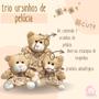 Imagem de Urso de Pelucia Trio Princesa Principe Floral Para Nicho Decoração com Laço Menino Menina - Mãe e Filho