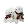 Imagem de Urso decorativo com filhote branco com cachecol - 23cm