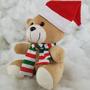 Imagem de Urso noel de pelúcia com gorro de natal 17cm enfeite decoração natalina