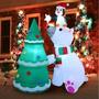Imagem de Urso Polar Gigante Inflável Papai Noel Festivo Decoração Natalino Com Leds