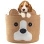 Imagem de Ushang Pet Dog Toy Storage Basket, Tecido de algodão Corda Animal Besta de armazenamento de animais para crianças, Cesta de brinquedos do bebê, presentes do cão para os amantes do cão - 12 "L X 10" H