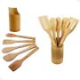 Imagem de Utensílios De Cozinha Em Bambu Com Suporte Kit 6 Peças