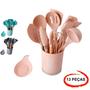 Imagem de Utensílios de Cozinha KIT com 13 Peças Utensílios para casa de Silicone e Madeira Pegador Espátula Colher Suporte