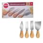 Imagem de Utensílios para Queijo com 4 Peças em Aço Inox com Cabo em Bambu - Dolce Home