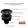 Imagem de Válvula Lavatório V8 Tanque Sem Ladrão 7/8" Sem Unho Preto Durín